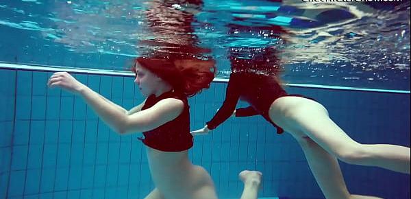  Diana Zelenkina and Simonna sexy brunettes in the pool